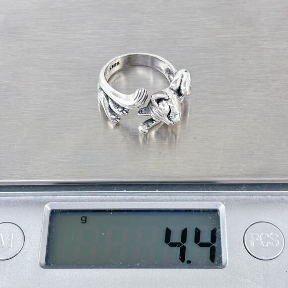 Cat Kitten Wrap Ring | Playful Animal Design | Vintage Sterling Silver | Size 6 - Picture 9 of 9
